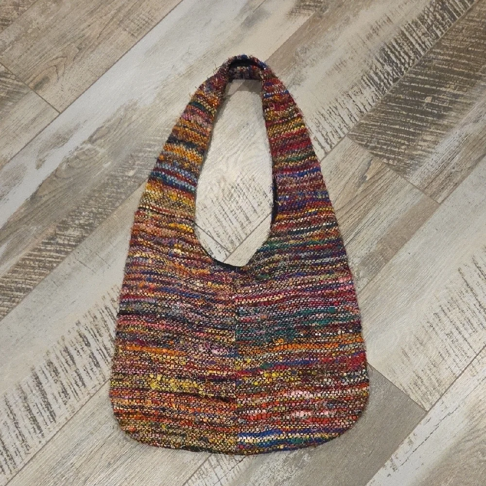 Multicolor Woven Hobo Bag